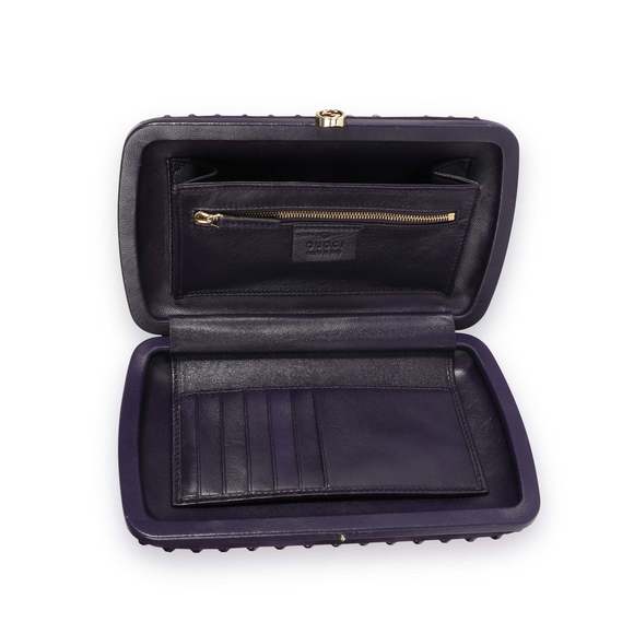 Gucci Purple Suede & Crystal Studded Broadway Box Clutch - Picture 7 of 7
